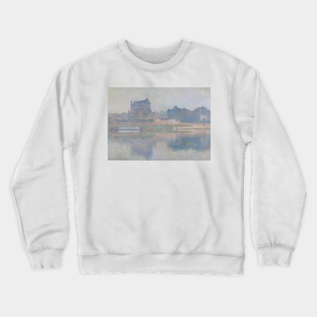 L'eglise De Vernon, Temps Gris by Claude Monet Crewneck Sweatshirt by Classic Art Stall